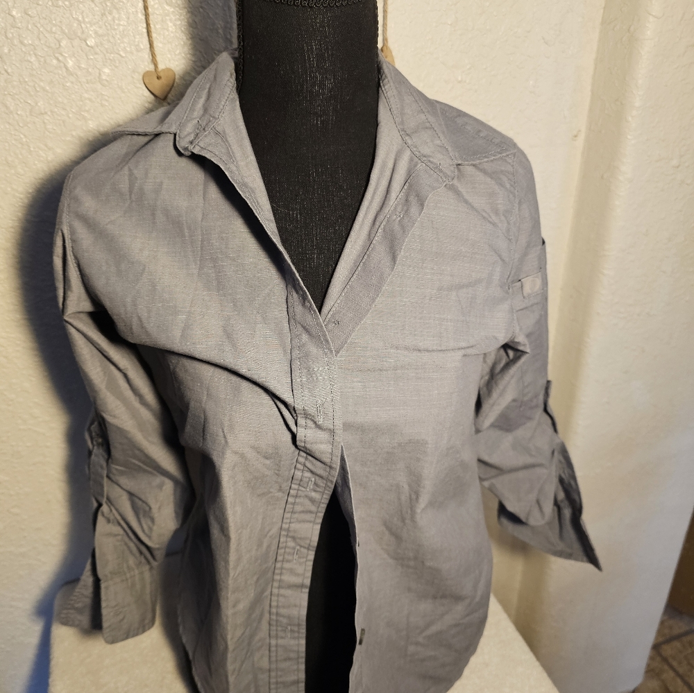 Chef Works Urban Collection Shirt Chambray gray Long Roll-Up Sleeve Sz s